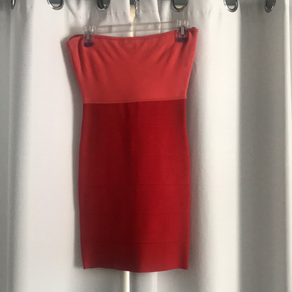BCBGMaxAzria Two-Toned Strapless Dress